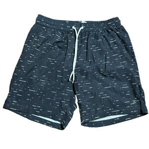 Xersion Men's M Black & White Drawstring Swim Trunks Shorts EUC